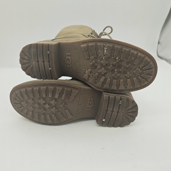 Ugg Gradin Womens Tan Suede Leather Lace Up Round Toe Stacked Heel Boots Size 8 - Picture 9 of 12